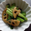 TYSK's cooksnap of when they made レンコンと小松菜のオイマヨ炒め.
