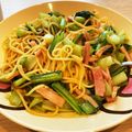 p6e2n3g's cooksnap of when they made 簡単ランチ！小松菜とハムの和風パスタ.