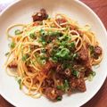 MEME72's cooksnap of when they made ネギまみれ♡♡和風～なミートソースパスタ.