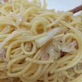 クックQB82O0☆'s cooksnap of when they made 鮭水煮缶と長ネギのバター醤油パスタ.