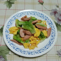 レオミウ's cooksnap of when they made ソーセージ＆ロメインレタス＆卵の炒め物.