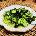 料理男子部's cooksnap of when they made 乾燥わかめ　きゅうり　ミョウガ　酢の物.