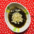 チェックのミニくま's cooksnap of when they made もずく酢に天かす乗せただけ、、山葵風味.