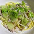 まったりFE's cooksnap of when they made 豚バラとレタスのスパゲッティ☆塩ダレで☆.