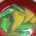 えりこ82☆'s cooksnap of when they made かぼちゃとオクラの味噌汁.