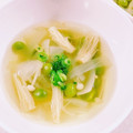 みぽぽ37's cooksnap of when they made 白だしで作る｜玉ねぎ＆えのき、豆のスープ.
