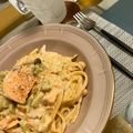 ✿maho✿'s cooksnap of when they made 濃厚とろとろ～♪鮭のクリームスパゲティ.