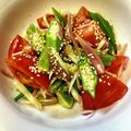 azbjbn's cooksnap of when they made オクラトマトとみょうがのごまポン酢.