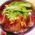 tonmyee's cooksnap of when they made 麦とろ和牛ステーキ丼.