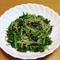 55才のおじさん's cooksnap of when they made ほうれん草ともやしのごま海苔ナムル.