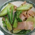 由芽15's cooksnap of when they made 青梗菜とベーコンの炒め.