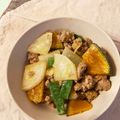 caruga's cooksnap of when they made 大根、南瓜コロコロ☆そぼろあん☆.