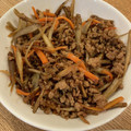 レイレイコ's cooksnap of when they made ささがきごぼうと人参.ひき肉の甘辛炒め.