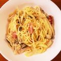 なーなちゃん's cooksnap of when they made ベーコンときのこのクリームパスタ.