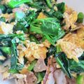 moeoke's cooksnap of when they made ツルムラサキとベーコンのふわふわ卵炒め.