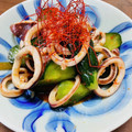 kinniko's cooksnap of when they made きゅうりとボイルいかのキムチ風和え物.