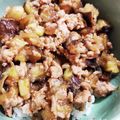 こゆず鹵's cooksnap of when they made 簡単辛くない＊子供と一緒に麻婆茄子風丼.