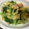 ひな_'s cooksnap of when they made 小松菜ベーコン卵バター醤油炒め！.