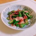 柴犬のお顔☆'s cooksnap of when they made あと一品！オクラとベーコンのごま油炒め☆.