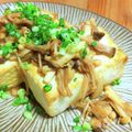 ちーまぐ's cooksnap of when they made 豆腐ステーキ　きのこのバター醤油添え.