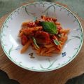 melmarilyn's cooksnap of when they made 娘に伝えたい＊ナスとベーコンのペンネ＊.