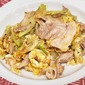 レッツ5's cooksnap of when they made ★豚肉とタマゴとネギ炒め★.