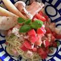 クックW1HG84☆'s cooksnap of when they made 夏季限定☆桃と生ハムとトマトの冷製パスタ.