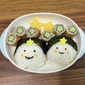 升田さん's cooksnap of when they made 織姫さま＊彦星さまおにぎり♪七夕キャラ弁.