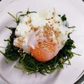 もにゃっこ's cooksnap of when they made おかひじき温玉のせ♡塩昆布ソースがけ.