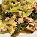 まろぴ～ぬ's cooksnap of when they made 豚肉、卵、小松菜のおかか炒め.