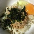 Ruriluru's cooksnap of when they made 朝食･ランチ･夜食にも♪納豆釜玉そうめん.