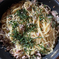 sakikoママ's cooksnap of when they made 胡桃のせ・梅と豚コマの和風パスタ.