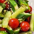 クック1P3ZDN☆'s cooksnap of when they made オクラとキュウリとトマトのサラダ.