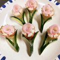 chocoraママ's cooksnap of when they made 竹輪と かまぼこ 可愛いお花 飾り切り.