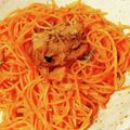 桜月❀咲良mommy's cooksnap of when they made レンジで簡単☆サバ味噌缶のトマトビーフン.