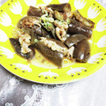 めみたん☆'s cooksnap of when they made だし汁でふんわり♪豚こまを挟んだなす煮.