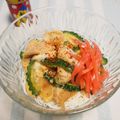 バカリャウ's cooksnap of when they made ゴーヤの卵とじをかけたそうめん.