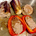 1035's cooksnap of when they made ピーマンの肉詰め なすのはさみ焼きも～.