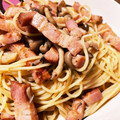 こまこま子's cooksnap of when they made きのこと厚切りベーコン短冊葱の和風パスタ.