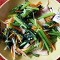 kurohoppe's cooksnap of when they made 1/2日分野菜！小松菜と豚の塩炒め.