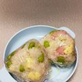 midorisui☆'s cooksnap of when they made チーズと枝豆の彩りおにぎり.