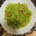 れこちゃん★'s cooksnap of when they made ベーコンのクリームジェノベーゼパスタ.