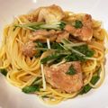 クックKWWCS0☆'s cooksnap of when they made 鶏肉と水菜のレモンバター醤油スパゲティ.
