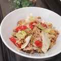 からあげパーティー's cooksnap of when they made 低糖質♡豆腐干のやみつき酢焼きそば.