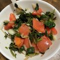竹富島で会いましょう's cooksnap of when they made 簡単！モロヘイヤとトマトのサラダ.