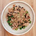 neko＊and…'s cooksnap of when they made レンジdeオクラと豚肉の塩昆布和え丼弁当.