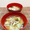 horseland's cooksnap of when they made みょうがの味噌汁（キャベツ ワカメ）.