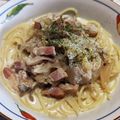 じゃりてん's cooksnap of when they made ◇ブロックベーコンときのこのパスタ◇.