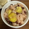 く～にゃんにゃん's cooksnap of when they made 炊飯器で簡単！栗おこわ（赤飯バージョン）.