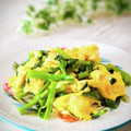 Satoco❋'s cooksnap of when they made つるむらさきとフワフワ卵のあっさり塩炒め.
